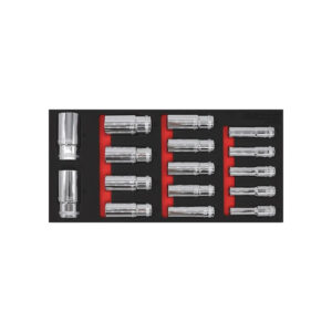 Maltova 16-Piece 1/2" Drive Metric 6-Point Deep Socket Set | EVA Foam Organizer