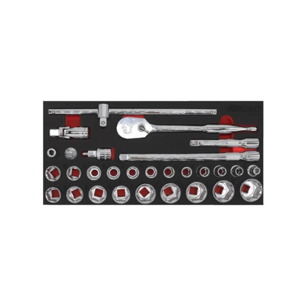 Maltova 29-Piece 1/2" Drive 6-Point Metric Socket Set | EVA Foam Organizer
