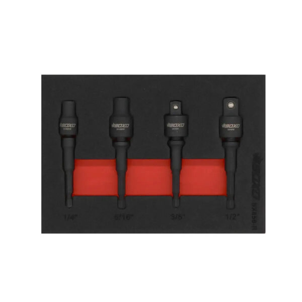 Maltova 4-Piece 1/4" Hex Impact Adapter & Bit Holder Set | EVA Foam Organizer